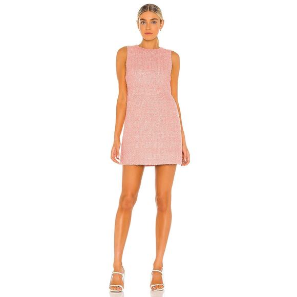 Alice + Olivia Coley Tweed Sleeveless Shift Mini Dress - 6 Pink - Picture 2 of 5
